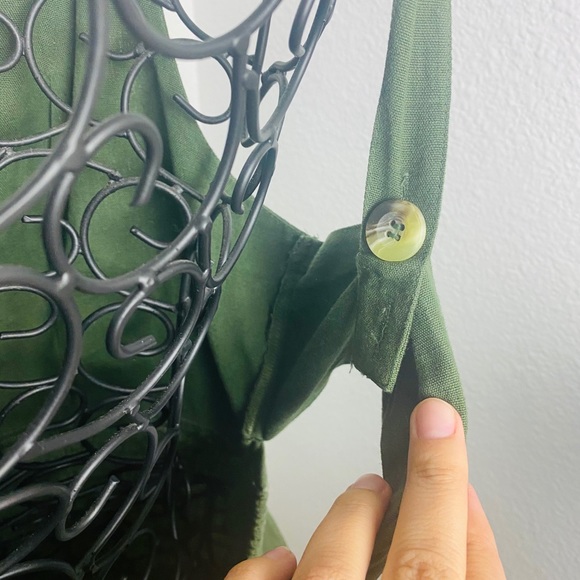 JAPNA Dress Linen Olive Green M Backless - Picture 7 of 12